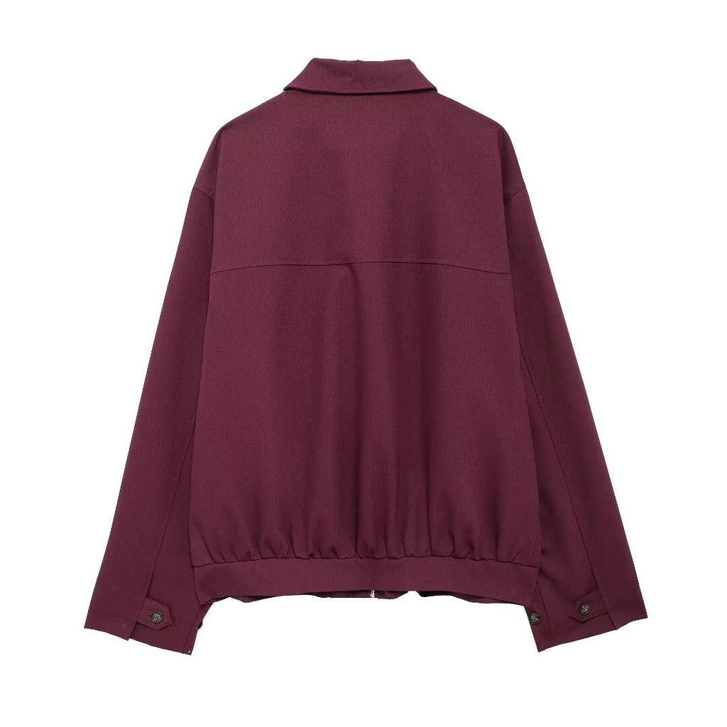 Women's Winter Casual Zipper Pocket Jacket and Skirt Two-Piece Set