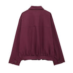Women's Winter Casual Zipper Pocket Jacket and Skirt Two-Piece Set