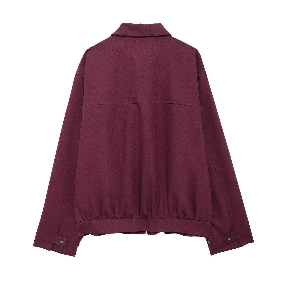 Women's Winter Casual Zipper Pocket Jacket and Skirt Two-Piece Set