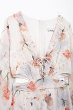 Women's Floral Cutout Ruffled Long Sleeve Maxi Dress
