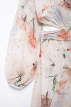 Women's Floral Cutout Ruffled Long Sleeve Maxi Dress