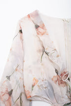 Women's Floral Cutout Ruffled Long Sleeve Maxi Dress