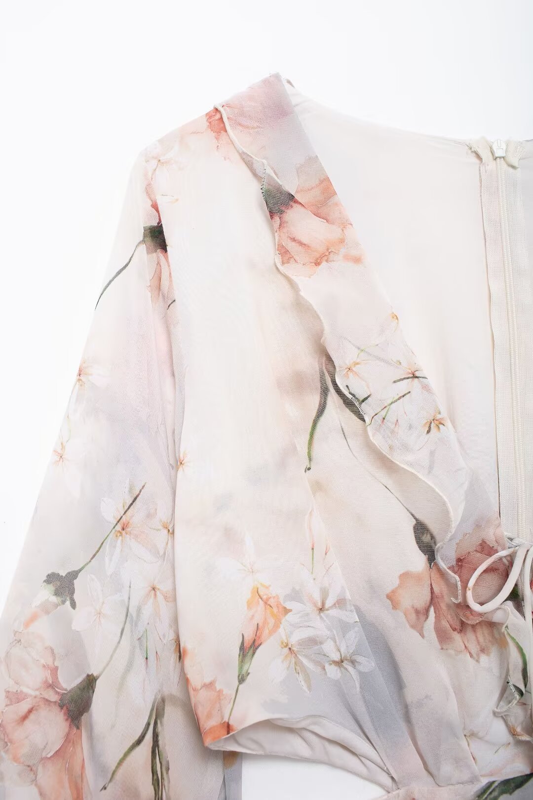 Women's Floral Cutout Ruffled Long Sleeve Maxi Dress