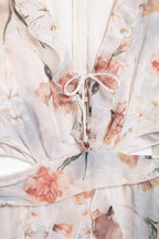 Women's Floral Cutout Ruffled Long Sleeve Maxi Dress