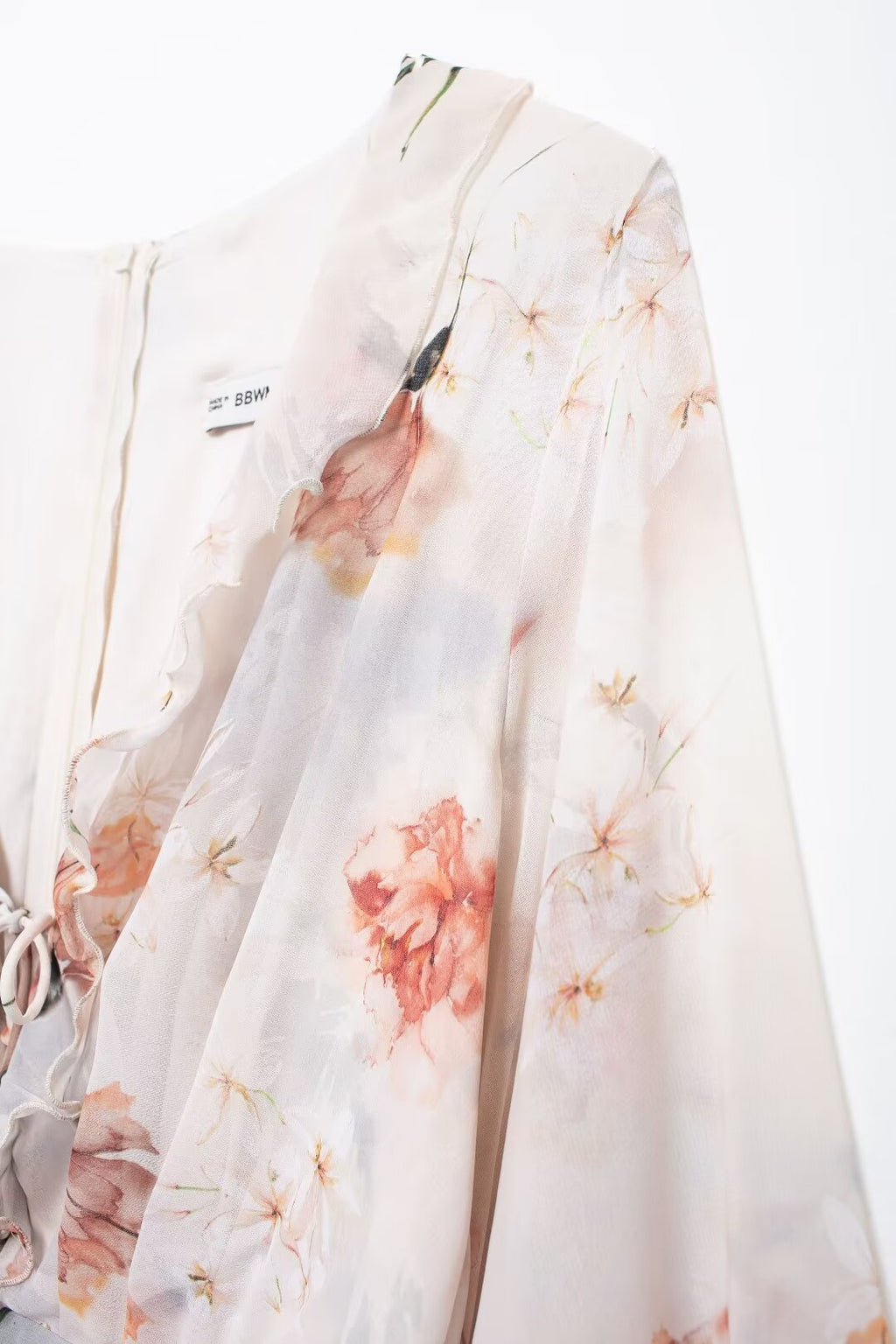 Women's Floral Cutout Ruffled Long Sleeve Maxi Dress