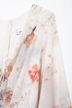 Women's Floral Cutout Ruffled Long Sleeve Maxi Dress