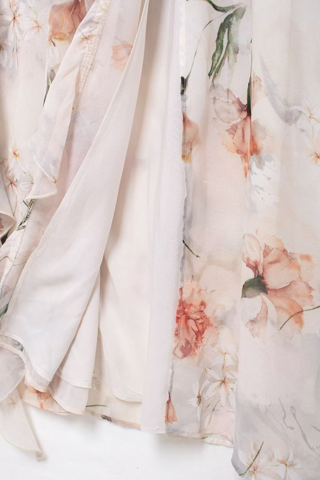 Women's Floral Cutout Ruffled Long Sleeve Maxi Dress