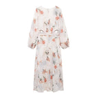 Women's Floral Cutout Ruffled Long Sleeve Maxi Dress