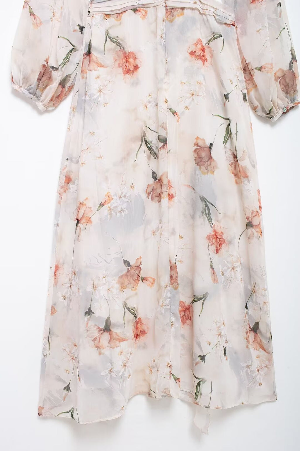 Women's Floral Cutout Ruffled Long Sleeve Maxi Dress