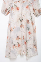 Women's Floral Cutout Ruffled Long Sleeve Maxi Dress