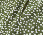 Polka-Dot Print Lace-Up Wooden Ear Collar Ruffled Long-Sleeve Dress