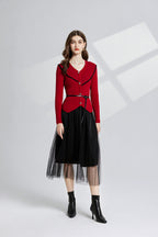Women's 's Knit Cardigan & Mesh Skirt Set