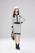 Women's 's Single-Button Cardigan & Skirt Set