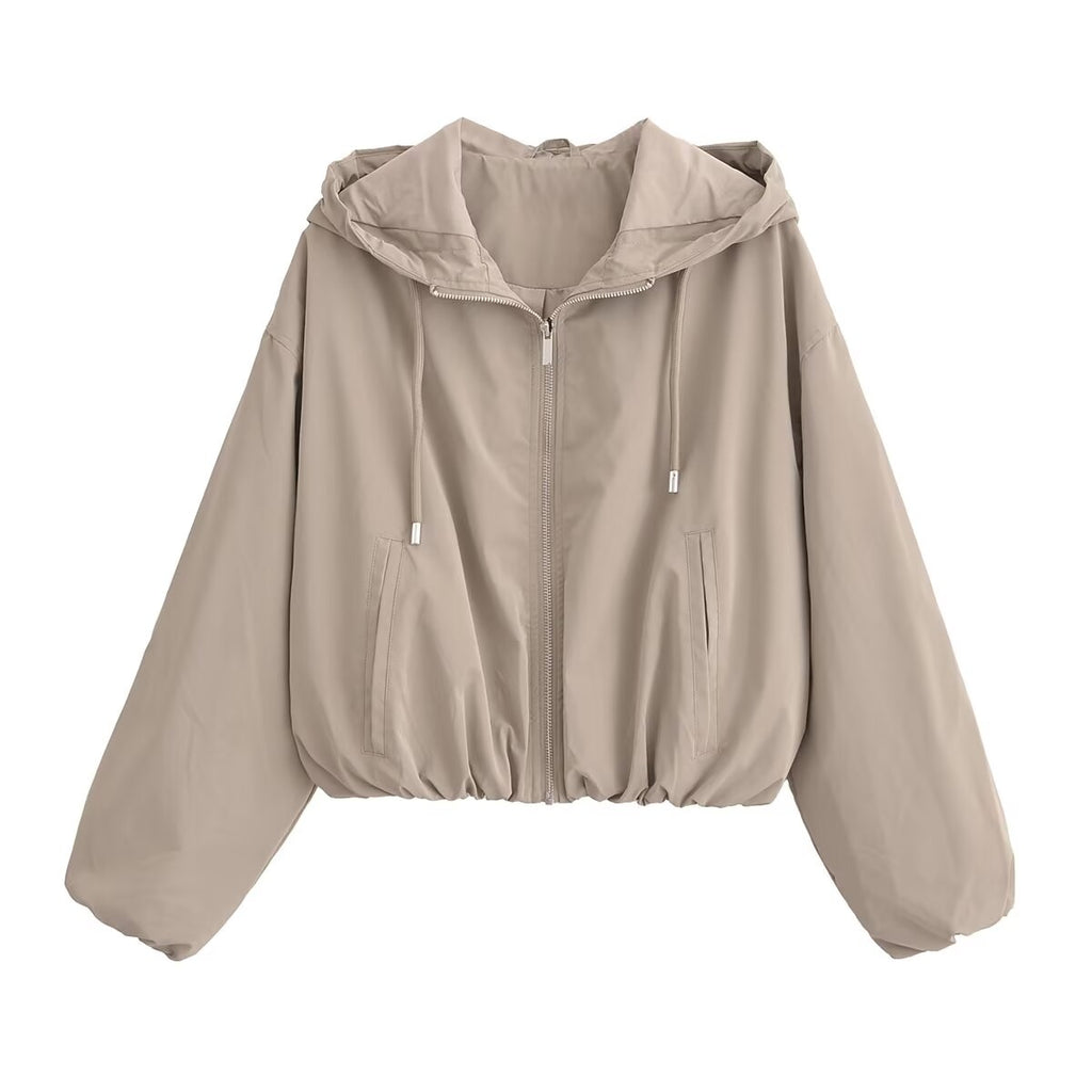Women's Solid Autumn Hooded Casual Jacket and Skirt Two-Piece Set