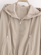 Women's Solid Autumn Hooded Casual Jacket and Skirt Two-Piece Set