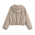 Women's Solid Autumn Hooded Casual Jacket and Skirt Two-Piece Set