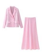 Women's Satin Two-Piece Skirt Set