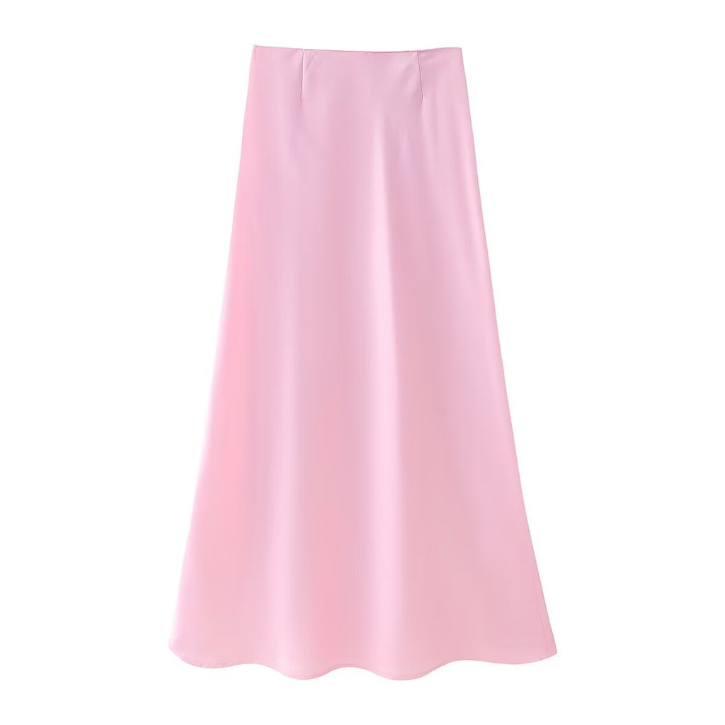 Women's Satin Two-Piece Skirt Set