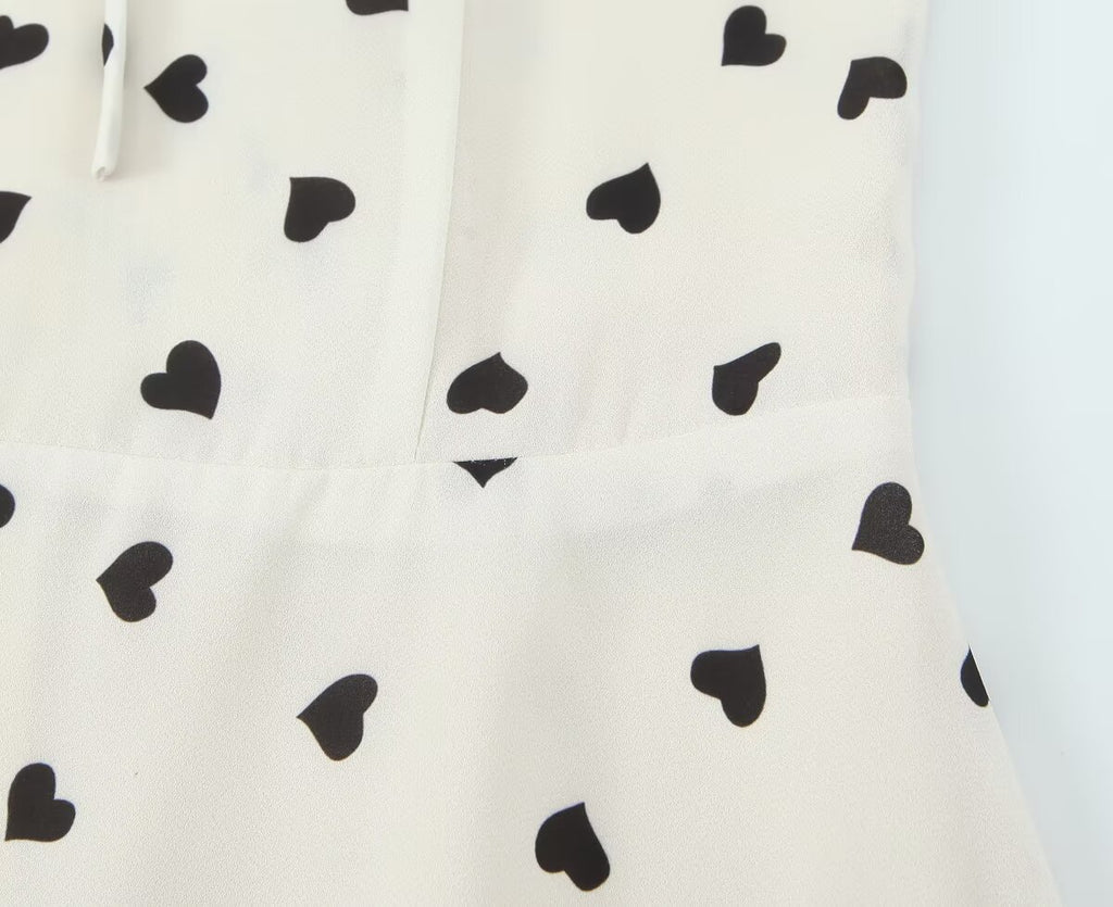 Women's Autumn French Love Lace-Up Bow Flying Sleeve Mini Dress