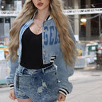 Women's Autumn Street Shooting Cardigan Cropped Short Long Sleeve Sweater
