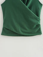 Women’s Linen Blend Ruched V Neck Vest Top