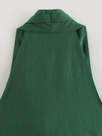 Women’s Linen Blend Ruched V Neck Vest Top