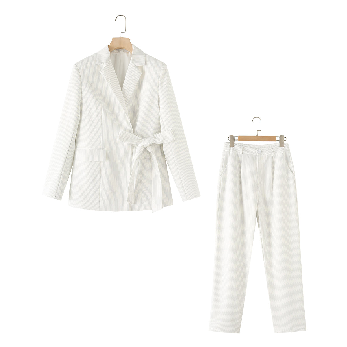 Autumn Women's Striped Business Suit Tailored Work Pant Suit