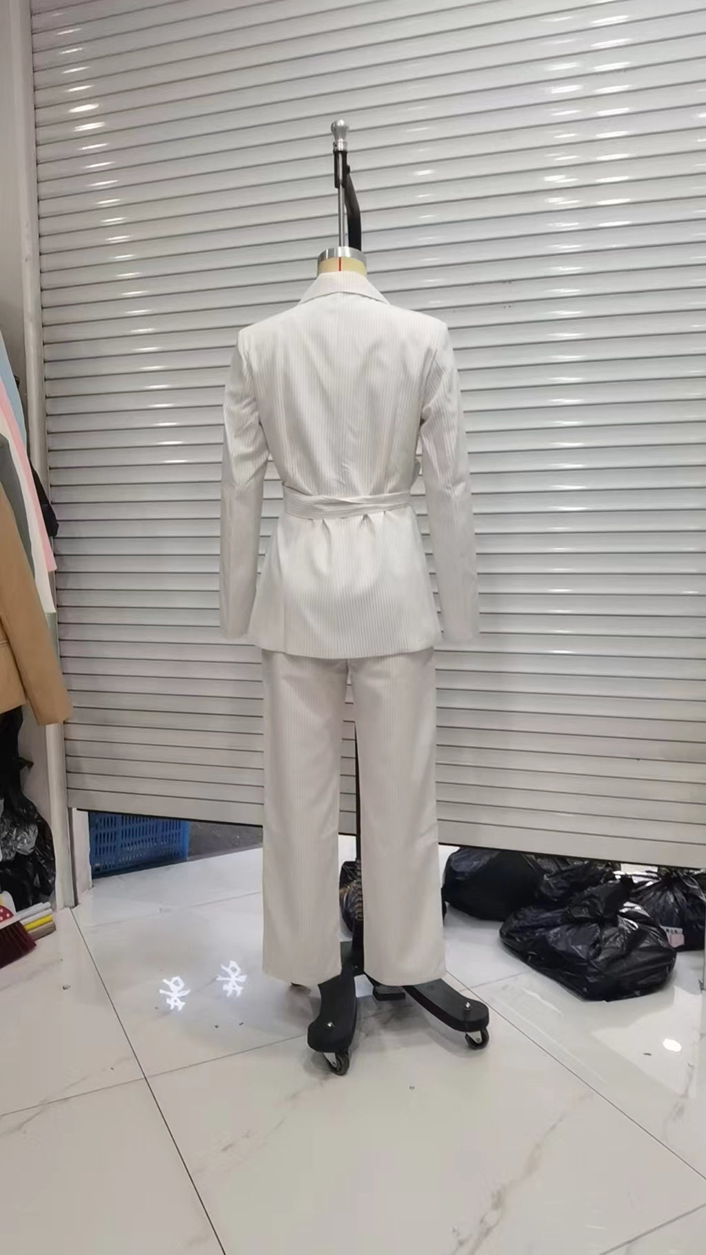 Autumn Women's Striped Business Suit Tailored Work Pant Suit