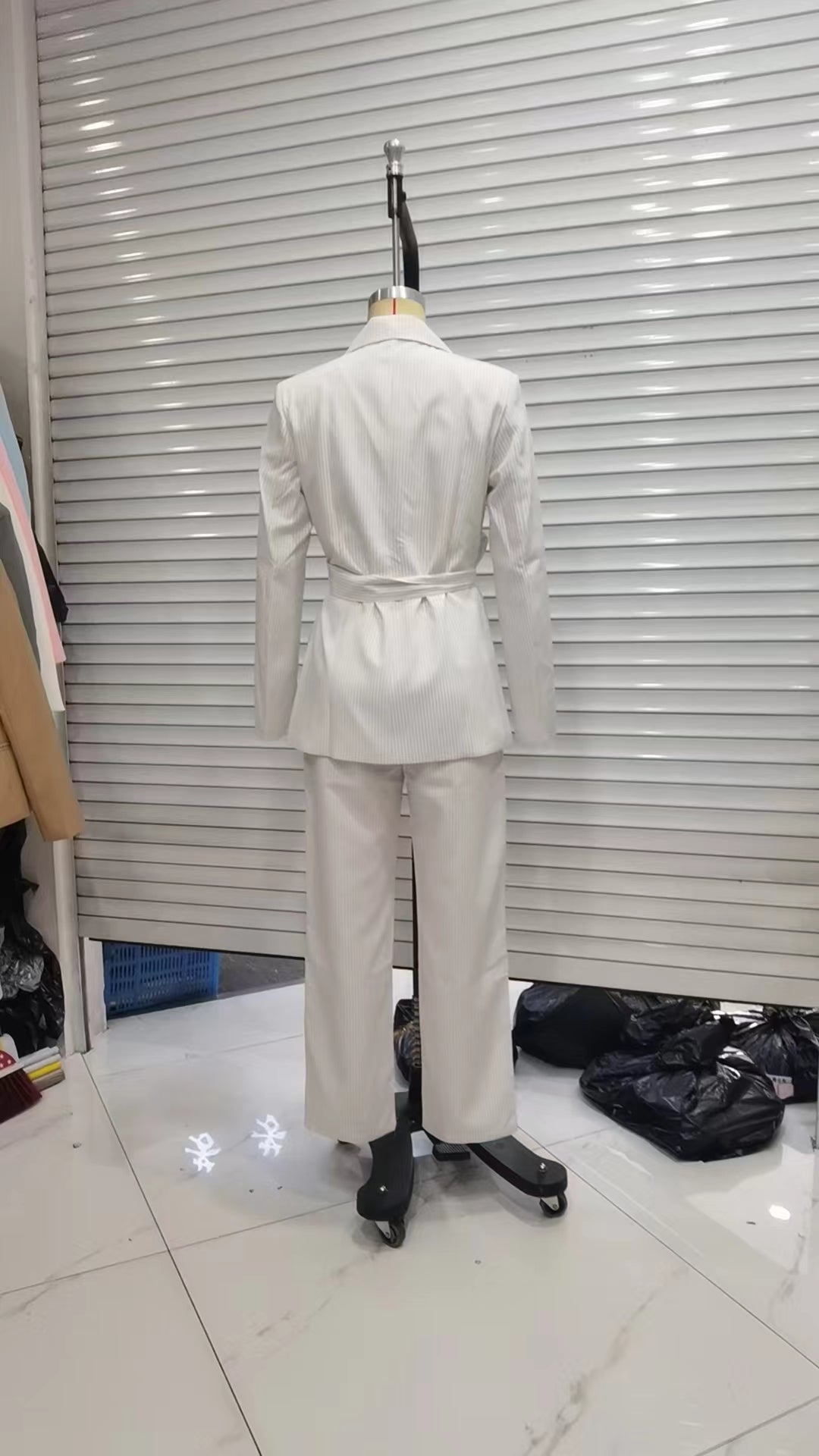 Autumn Women's Striped Business Suit Tailored Work Pant Suit