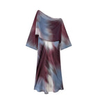 Women's Autumn Socialite Laminated Decoration Printed Silk-Satin