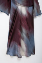 Women's Autumn Socialite Laminated Decoration Printed Silk-Satin