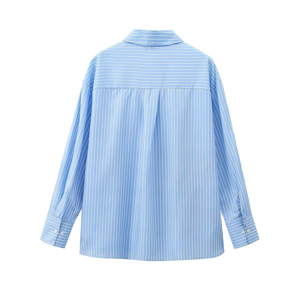 Women's Floral Print Striped Long Sleeve Shirt
