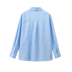 Women's Floral Print Striped Long Sleeve Shirt