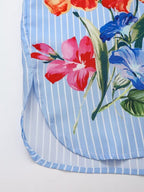 Women's Floral Print Striped Long Sleeve Shirt