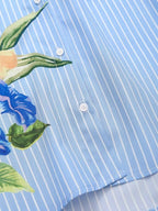 Women's Floral Print Striped Long Sleeve Shirt