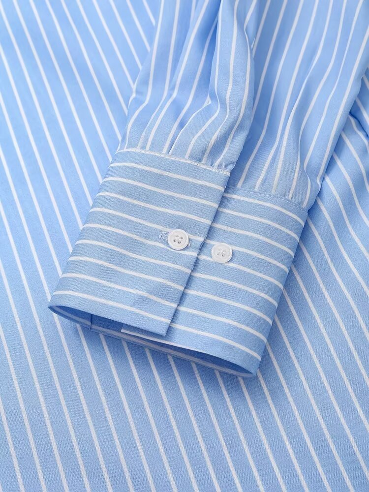 Women's Floral Print Striped Long Sleeve Shirt
