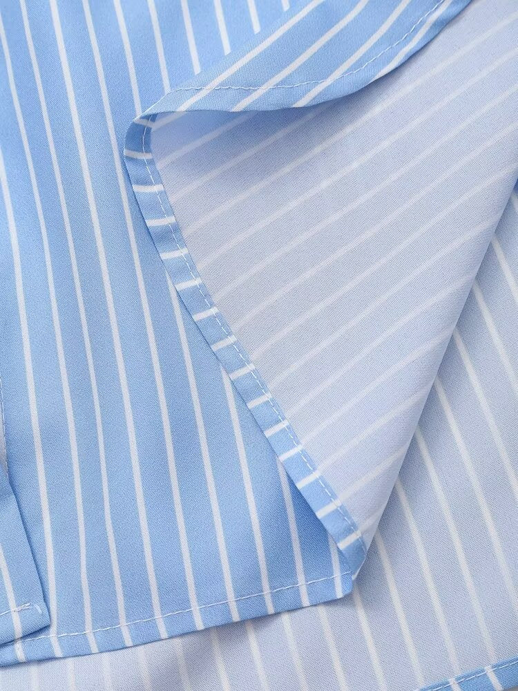 Women's Floral Print Striped Long Sleeve Shirt