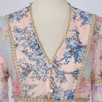 Spring Lace V-Neck Long-Sleeve Short Dress