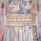 Spring Lace V-Neck Long-Sleeve Short Dress
