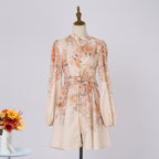 Women's Belted Floral Collared Mini Dress