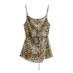 Summer Animal Pattern Printed Top Silk Satin Textured Pants Set