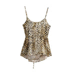 Summer Animal Pattern Printed Top Silk Satin Textured Pants Set