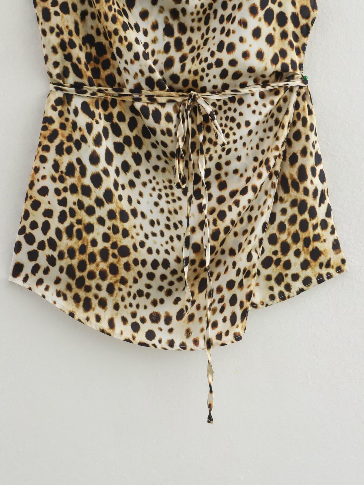 Summer Animal Pattern Printed Top Silk Satin Textured Pants Set