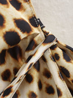 Summer Animal Pattern Printed Top Silk Satin Textured Pants Set