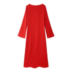Long-Sleeve Satin Maxi Dress