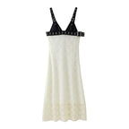 Women's Faux-Leather Maxi Dress with Lace Panels