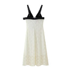 Women's Faux-Leather Maxi Dress with Lace Panels