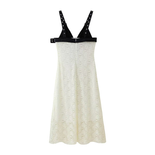 Faux Leather Stitching Sexy Deep V Plunge neck Dress Women Clothing Lace V neck Patchwork Maxi Dress