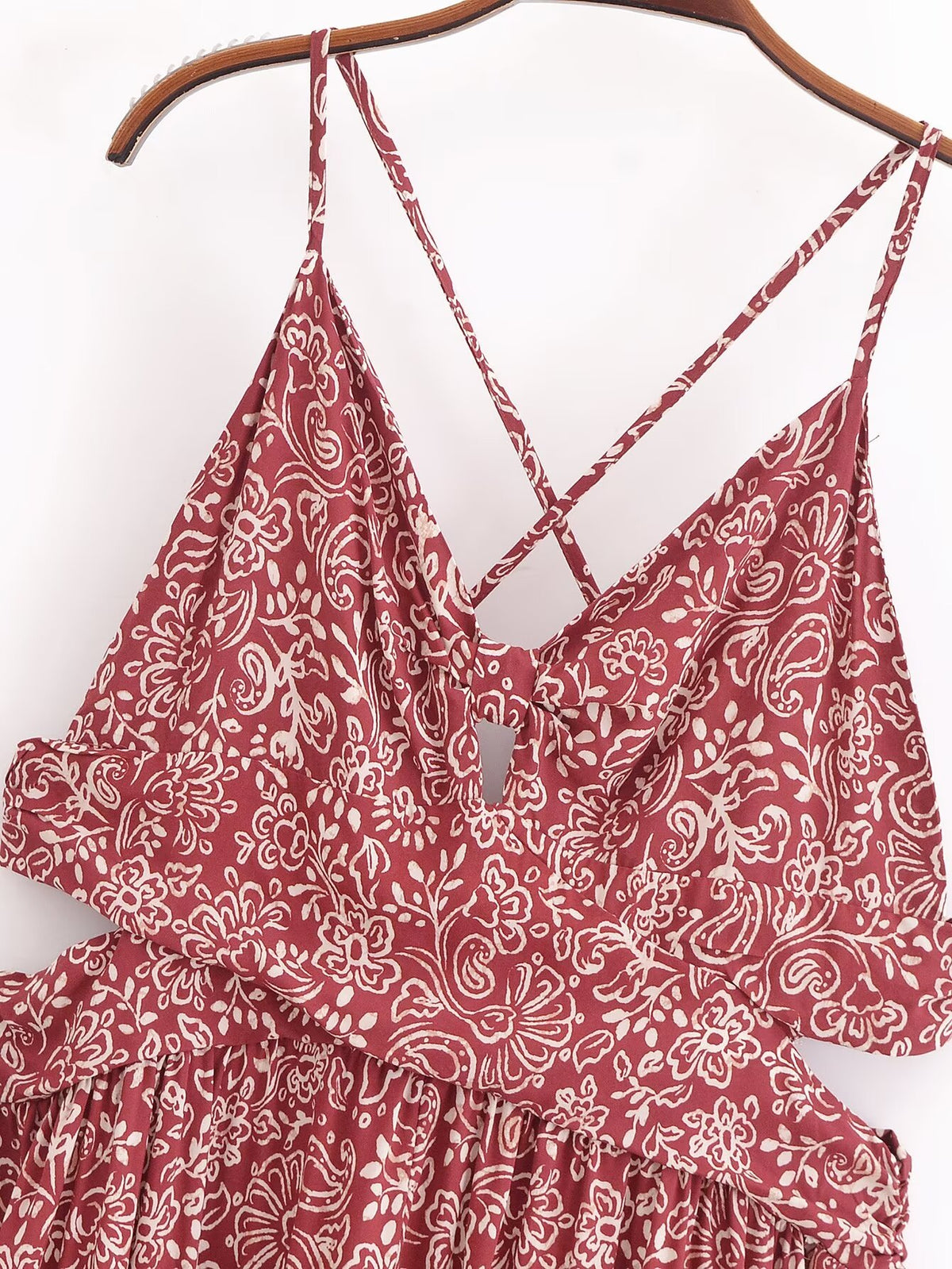 Women's Stylish Opening Design Printing Midi Sling Dress