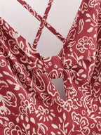 Women's Stylish Opening Design Printing Midi Sling Dress